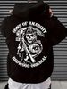 Men's Autumn And Winter Casual Fashion Loose Hooded Sweatshirt With Geometric Skull Design Print Warm Long Sleeved Pullover_viptrois.com