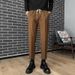 Men's Thick Wool Casual Trousers Straight Leg Brushed Autumn Winter Cropped Drawstring Wrinkle Free Drape Feel_viptrois.com