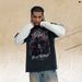 American-style Trendy Brand Men's Faux Two-piece Long-sleeve T-shirt, Washed And Distressed, High Street Style_viptrois.com