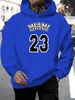 Men's Autumn And Winter Casual Fashionable Loose Hooded Sweatshirt MIAMI 23 Letter Pattern Printed Warm Long Sleeved Pullover_viptrois.com