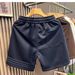 Men's Sporty Casual Breathable Shorts Loose Fitting Three Stripes Solid Color Beach Sweatpants Summer Bottoms_viptrois.com