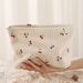 Storage Bags Hand Painted Fruit Cherry Print Corduroy Zipper Storage Bag Lightweight Cosmetic Bag_viptrois.com