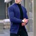 Autumn European-Amecian Fashion Knitwear Cardigan Men's Stand Collar Pure Color Single-Breasted Long Sleeve Loose Sweater M-4XL_viptrois.com