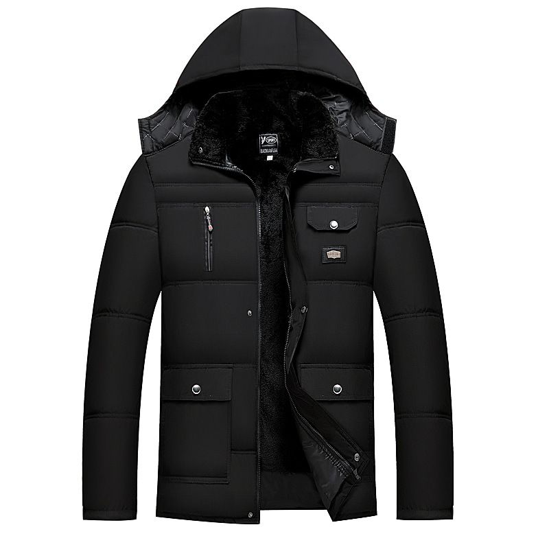 Heavyweight Fleece-Lined Winter Coat For Men - Extra Warm Oversized Parka With Detachable Hood (XXXL-XXXXXL, Black)_viptrois.com