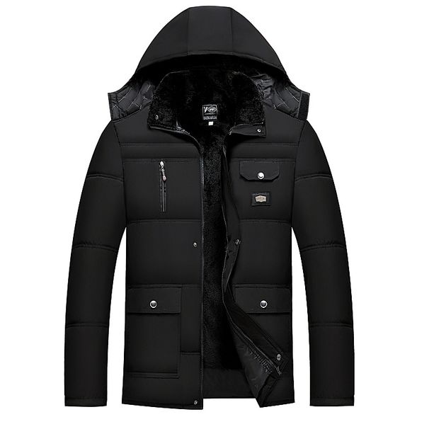 Heavyweight Fleece-Lined Winter Coat For Men - Extra Warm Oversized Parka With Detachable Hood (XXXL-XXXXXL, Black)_viptrois.com
