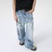 Men's Clothing | 2025 Summer New Products American Street Graffiti Fun Straight Leg Mopping Jeans Trend_viptrois.com