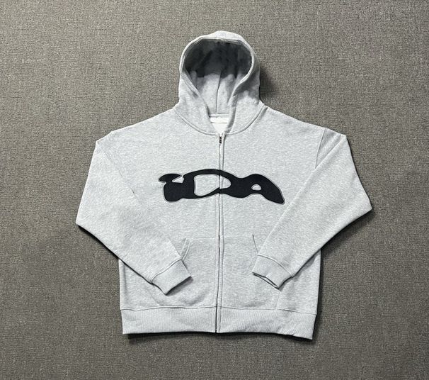 Cross-Border Foreign Trade New Trendy Embroidery Leer Fleece Loose Casual Zipper Men And Women Hooded Sweashir_viptrois.com