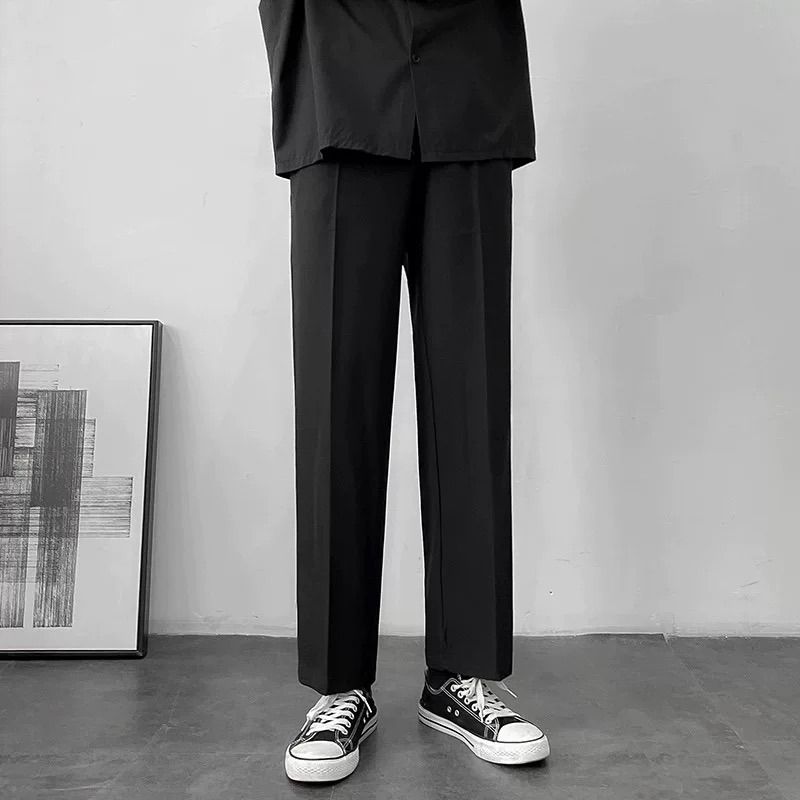 Men's Clothing Korean Internet Celebrity Drape Straight Suit Pants Men's Loose Korean Version Of Casual White Wide Leg Trousers Mopping Pants_viptrois.com
