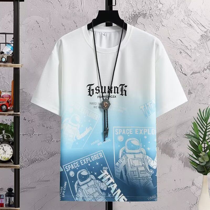 Manufacturer Wholesale Short-sleeve For Men, Summer Korean Trendy Simple Half-sleeve Tops, Hong Kong Style Loose Casual_viptrois.com