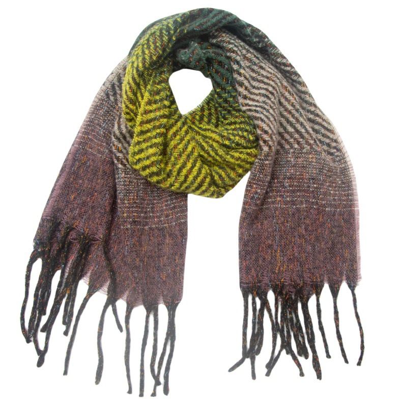 Unisex Women's shawl with floral gradient fringed scarf_viptrois.com