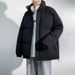 Unisex Plus Size Winter Puffer Jacket (M-8XL) – Thickened Stand Collar Polyester Coat, Oversized Zip-Up Thermal Outerwear For Men & Women_viptrois.com