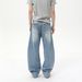 Men's Clothing Korean Style Distressed High Street Ripped Retro Whitened Fashion Loose Denim Scimitar Pants Trend_viptrois.com
