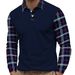 Men's Plaid Color Block Polo Shirt – Breathable Polyester, Streetwear Style, Slim Fit For Casual & Urban Fashion_viptrois.com