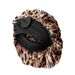 Leopard print ribbon satin sleeping cap with high elasticity and wide brim silk headscarf hat for beauty and hair care_viptrois.com