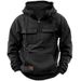 "Retro Men's Hooded Sweatshirt – Oversized Fit With Leather Patch Pockets (Navy/Black/Army Green/Khaki, S-XXL)"_viptrois.com