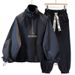 Men's Clothing Sleeve Casual Fashion Sweater Suit For Men With Embroidery Design, Half Turtleneck And Handsome Two Piece Suit_viptrois.com