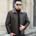"Men's Genuine Goat Leather Jacket – Classic Short Lapel Design With Fur & Velvet Lining, Mid-Length Casual Coat For Winter"_viptrois.com
