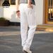 Men's Clothing High End 100% Pure Linen Pants Men's Thin Summer White Pants Casual Pants Loose Straight Cotton And Linen Trousers_viptrois.com