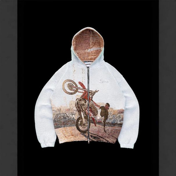 Men's Clothing Printing Retro Hooded Zipper Sweatshirt Long Sleeve Men's European And American Spring And Autumn Zipper Long Sleeve Sweatshirt Men_viptrois.com