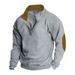 Men's Casual Embroidered Sweatshirt European Size Spring Autumn Stand Collar Long Sleeve Solid Color Outdoor Clothing_viptrois.com