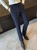 Men's Slim-Fit Dress Pants, Wrinkle-Resistant, Deep Gray, Business Casual, Straight Leg, Polyester Blend, Stretch Comfort_viptrois.com