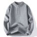Autumn And Winter New Round Neck Henley Collar Sweater Men's High End Solid Color Base Knitted Sweater Jacket_viptrois.com