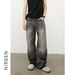 Men's Clothing New Raw Edge Washed Grey Jeans Men's Personalized Cat Whisker Loose Straight Wide Leg Trousers_viptrois.com