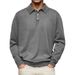 Men's Long Sleeve V-Neck Button-Up Polo Shirt - Comfortable Stretch Fabric, Lightweight & Breathable, Casual & Business Wear, Multiple Colors & Sizes_viptrois.com