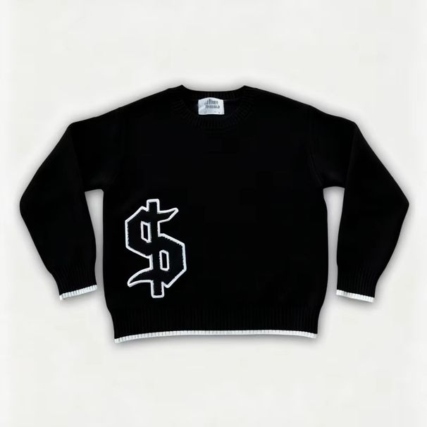 Men's Clothing European And American 2025 New Trendy Knitwear Men's Autumn And Winter Embroidered Pattern High Street Sweater Harajuku Round Neck Top_viptrois.com