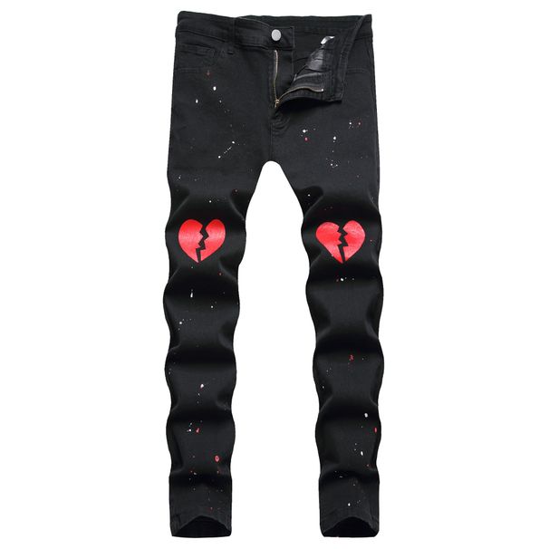 Men's printed jeans Youth stretch slim pants_viptrois.com