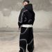 Men's Clothing Retro Gradient Hooded Cardigan Sweatshirt Loose And Comfortable High Street Design Jacket Pants_viptrois.com