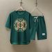 Men's Clothing 2024 Waffle Casual Summer Suit Men's Loose Teen Short sleeved T shirt Shorts Handsome Two piece Suit_viptrois.com