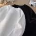 Men's Oversized Textured Long Sleeve T-Shirt – Drop Shoulder Crewneck Layering Tee (White/Black, M-3XL)_viptrois.com