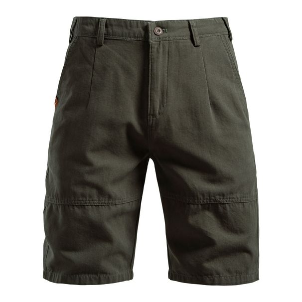 2025 Summer New Cotton Casual Men's Straight Leg Five Quarter Pants Solid Color Versatile Workwear Shorts For Men_viptrois.com