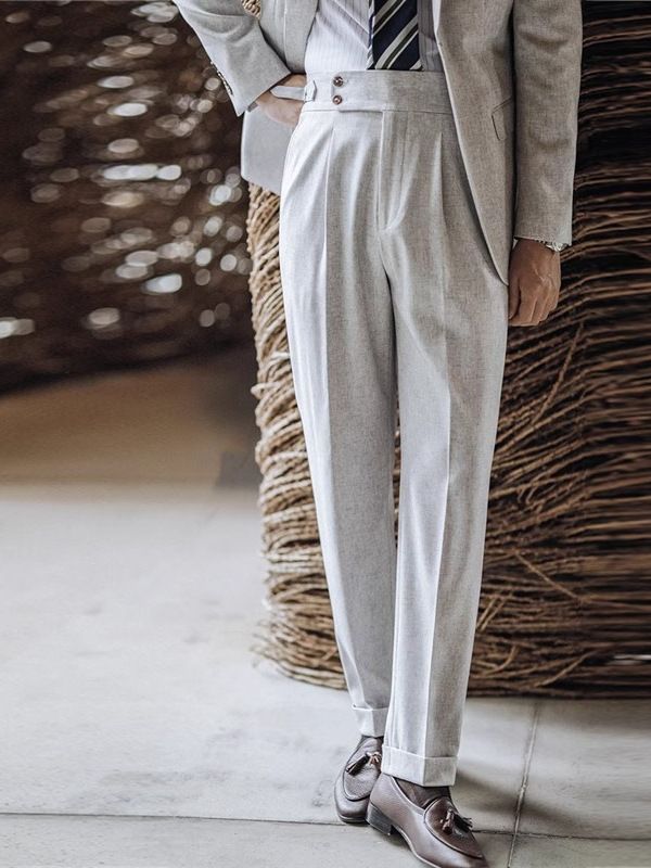 Men's Clothing Casual Western Pants Men's Spring Straight Gentleman Naples Drape Free Ironing High Waist Suit Pants_viptrois.com