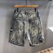 Men's Clothing Designer Style Heavy Craftsmanship Scratched Washed Trendy Brand Denim Shorts Men's Thin Pants 2025 Loose Shorts_viptrois.com