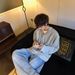 Henry Collar Solid Color Long-sleeved T-shirt Men's Autumn Simple Loose Bottoming Shirt Korean Version Casual Versatile T-shirt_viptrois.com