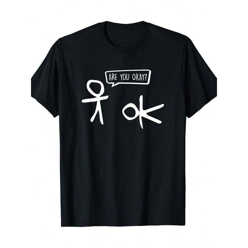 Camiseta Manga Corta Con Cuello Redondo Estampado Frontal, Tela Cómoda Y Transpirable, Estilo Deportivo Casual, Camiseta_viptrois.com