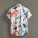 Men's Short Sleeve Shirt With Tie-Dye Lotus Print - Casual Button Up Shirt, Breathable Polyester, Slim Fit_viptrois.com