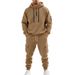 Men's Heavyweight Fleece Hooded Sweatshirt And Sweatpants Set Loose Casual Autumn Winter Sports Two-Piece Set_viptrois.com