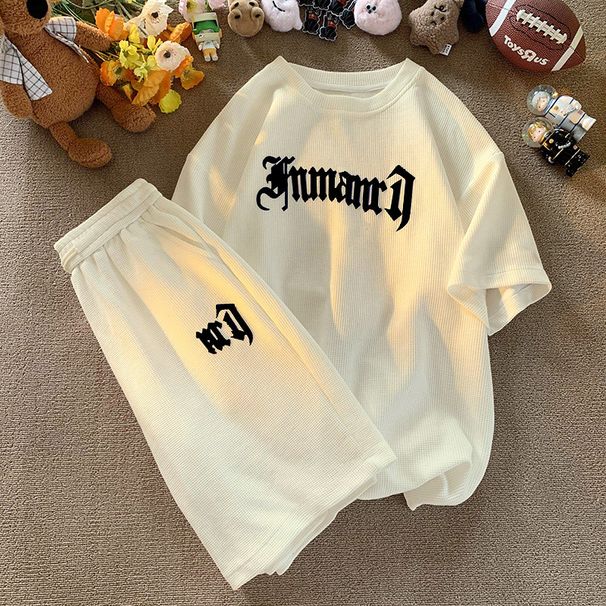 Men's Clothing Waffle Casual Sports Suit Men's Loose Breathable T Shirt Top Spring Summer Autumn Ice Silk Cool Short Sleeve_viptrois.com