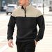 Cross-border Source Factory Cross-border Hot-selling Color-blocked Half-zip Pullover Outdoor Fashion Casual_viptrois.com