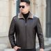 "Men's Genuine Goat Leather Jacket – Classic Short Lapel Design With Fur & Velvet Lining, Mid-Length Casual Coat For Winter"_viptrois.com