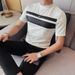 2024 Summer New Men's Short-sleeved T-shirt Chest Patch Contrasting Color Men's Elastic Half-sleeved Bottoming Shirt Round Neck Tide_viptrois.com