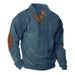 Men's Casual Long Sleeve Sweatshirt European Size Stand Collar Ribbed Corduroy Fleece Lined Solid Color Spring Autumn Hot Selling_viptrois.com