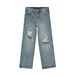 Men's Clothing Ripped Floor Mopping Pants Loose Washed Straight Jeans_viptrois.com