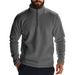 "Men's Heavyweight Fleece Pullover – Half-Zip Stand Collar (Relaxed Fit, All-Season Wear)"_viptrois.com