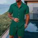Men's Clothing Summer Casual Loose Short Sleeved Shorts Solid Color Sports Suit_viptrois.com