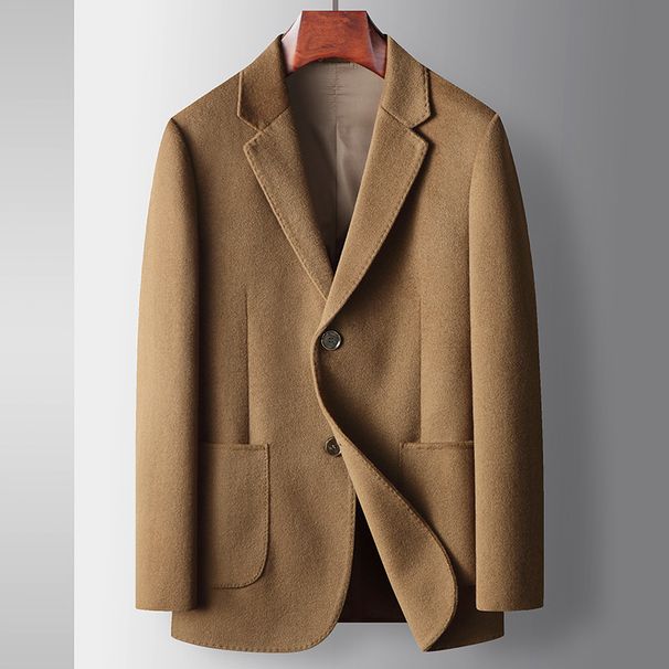 Men's Clothing autumn and winter 100% pure wool single western green young luxury business double sided wool suit jacket_viptrois.com