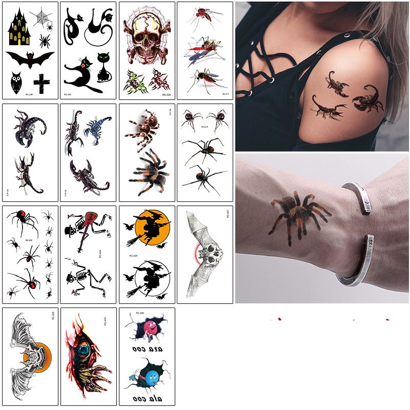 A whole set of Halloween tattoo stickers Scary scar tattoos face stickers_viptrois.com